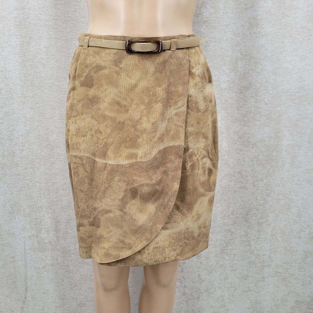 Vintage Silk Snakeskin Print Cropped Jacket Top & Faux Wrap Skirt Matching Set - Picture 3 of 15